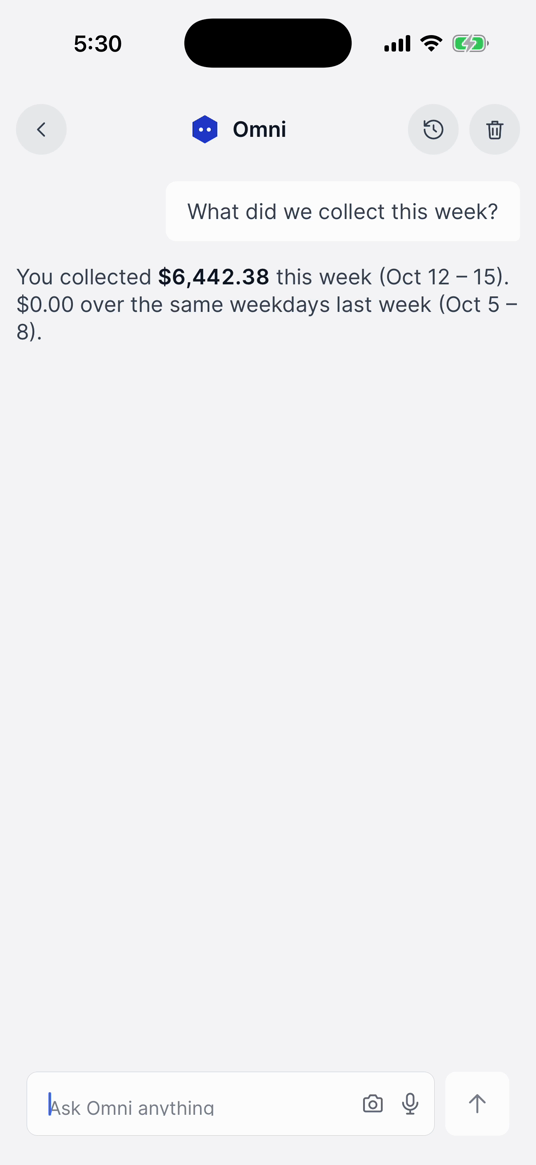 Omni answering with the week’s collected total